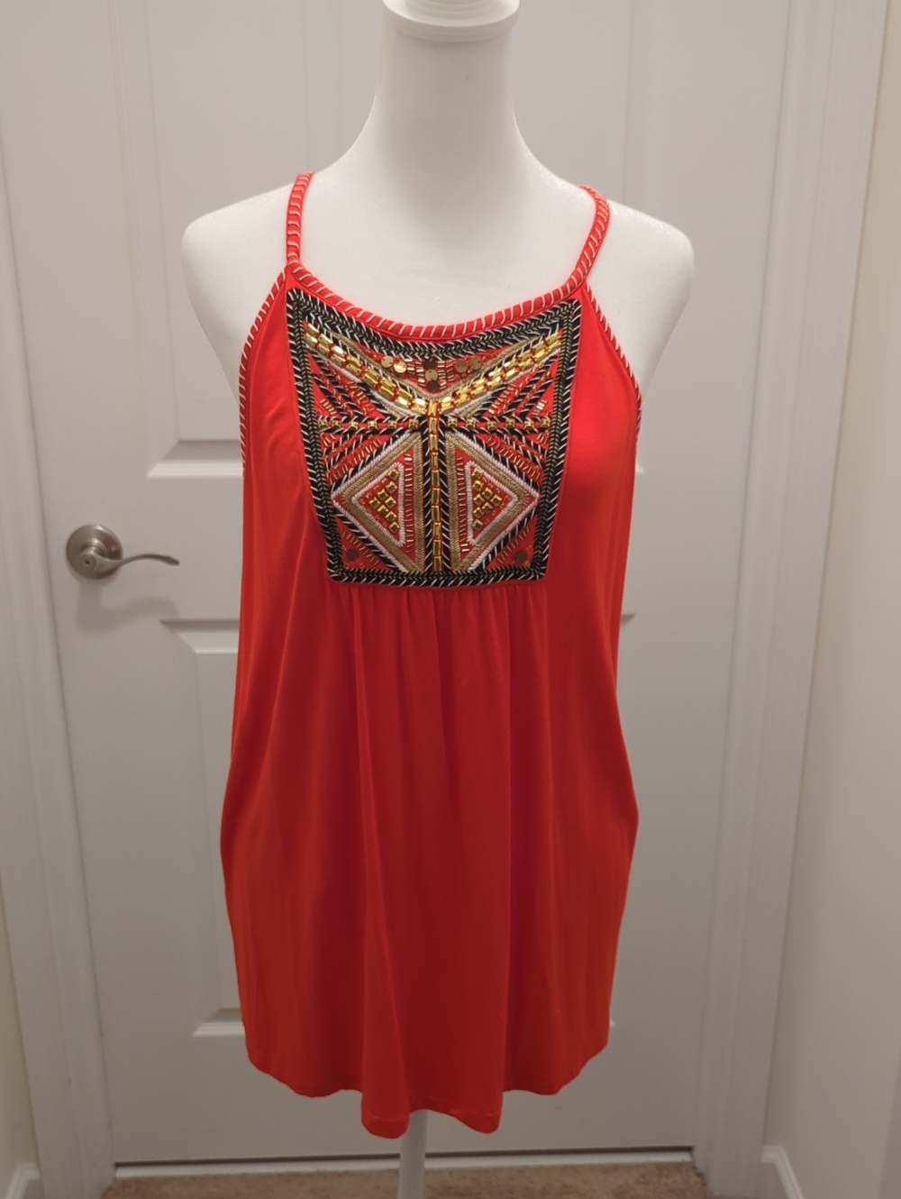 INC International Concepts Coral Embellished Halter Camisole